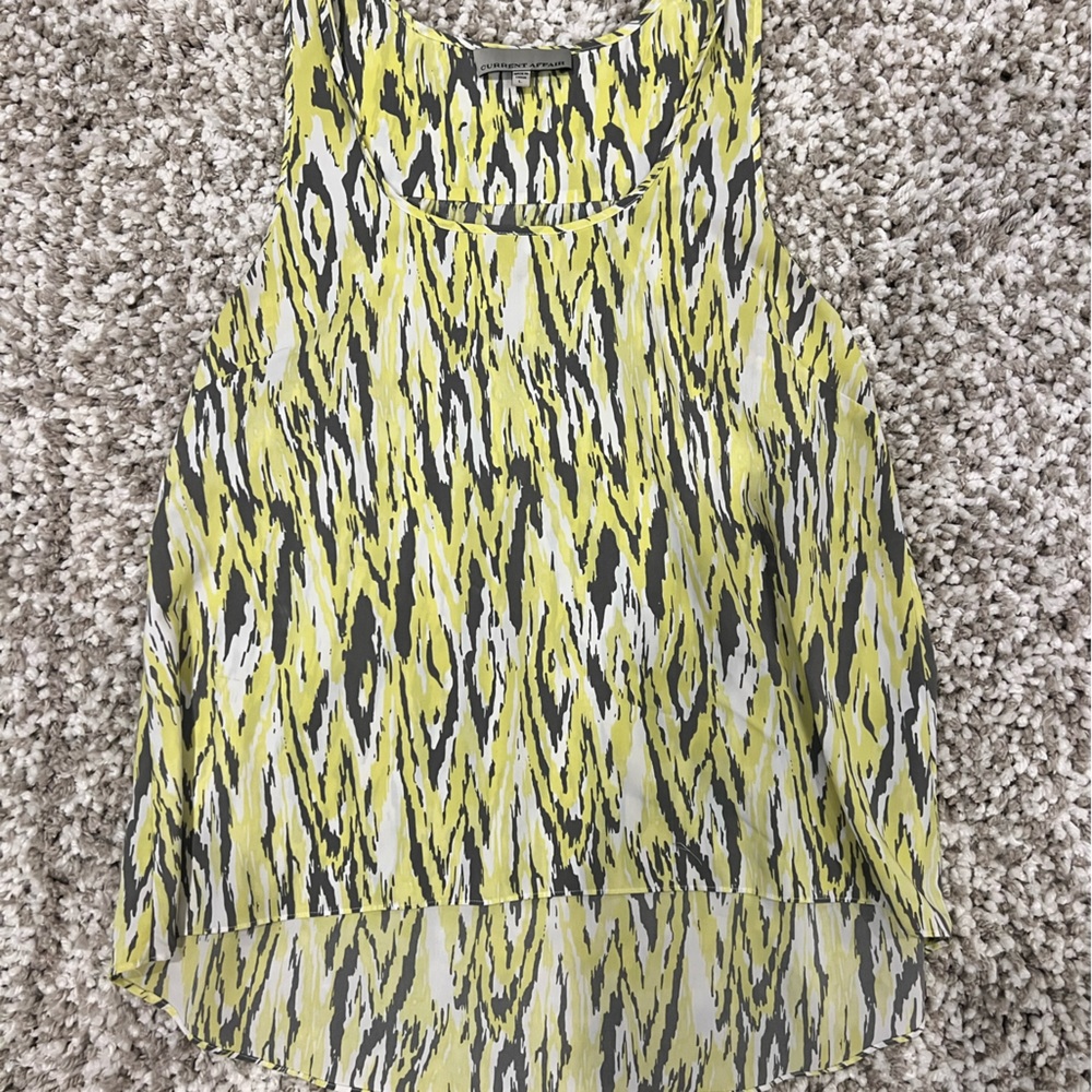 LARGE, Chartreuse multi color, sleeveless blouse